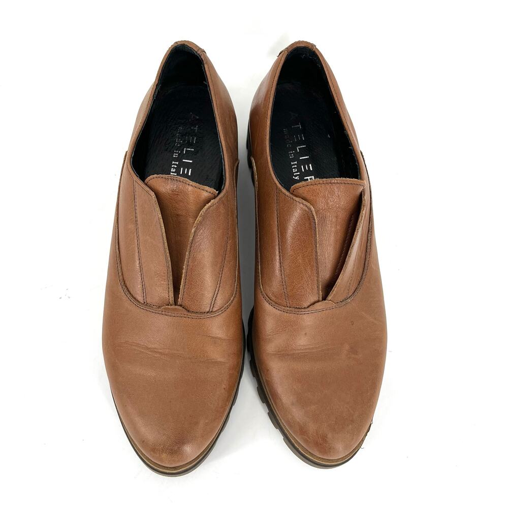 Ateliers Brown Leather Women's Slip on Oxford Style Loafers EU41 / US10.5 - Picture 4 of 8